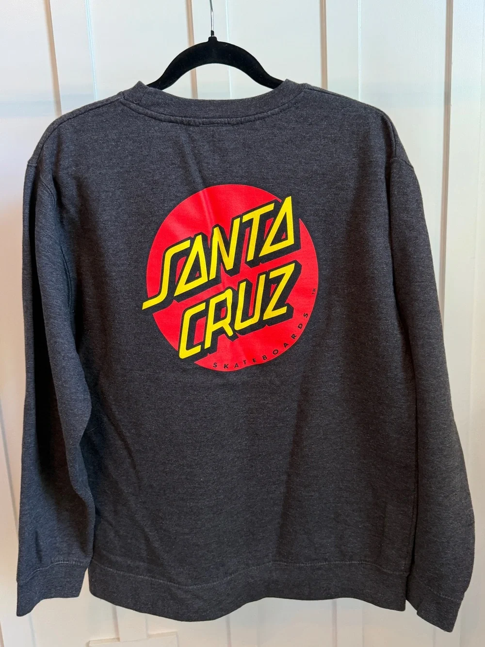 Santa Cruz Skateboards Adult Charcoal Graphic Crewneck Sweatshirt - Gray/Red M
